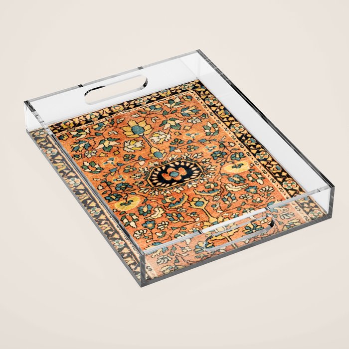 Sarouk Poshti Vintage Persian Rug Print Acrylic Tray Gallery Image 1