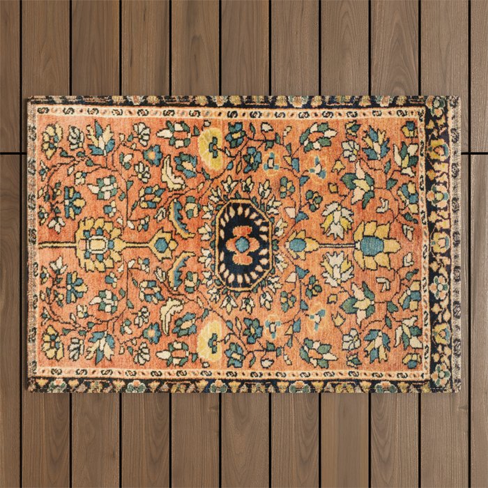 Sarouk Poshti Vintage Persian Rug Print Outdoor Rug Gallery Image 1