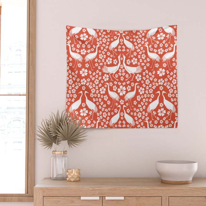 Beautiful Cranes Wall Tapestry Gallery Image 2