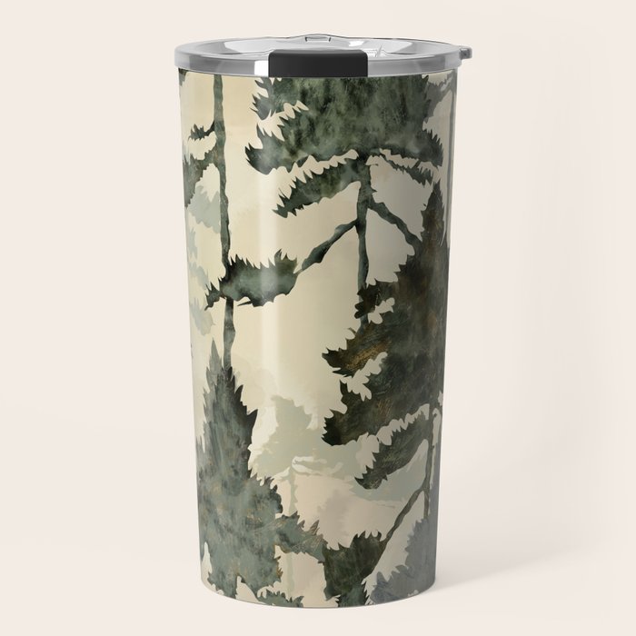 Enchanted Watercolor Pine Forest Travel Mug Gallery Image 1