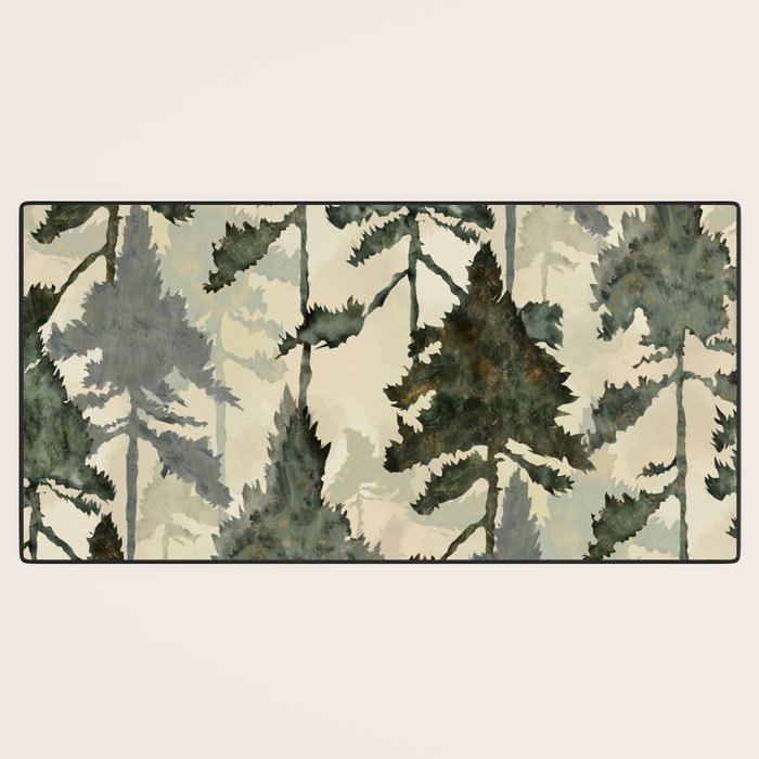 Enchanted Watercolor Pine Forest Desk Mat Gallery Image 3