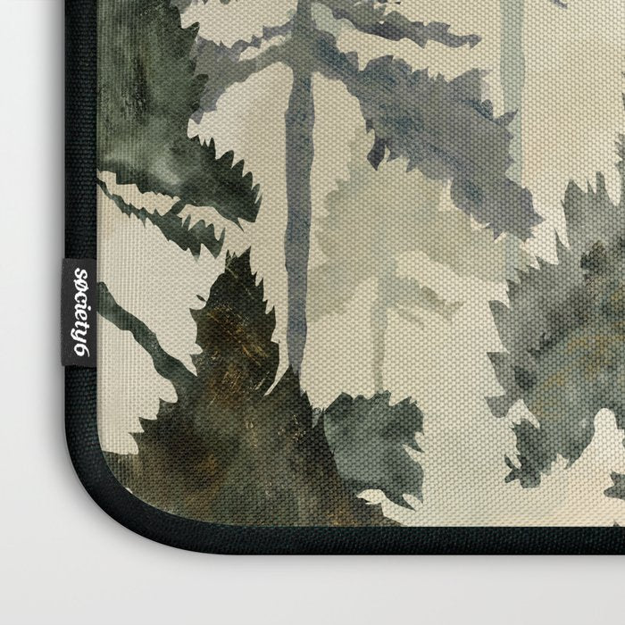 Enchanted Watercolor Pine Forest Laptop Sleeve Gallery Image 3