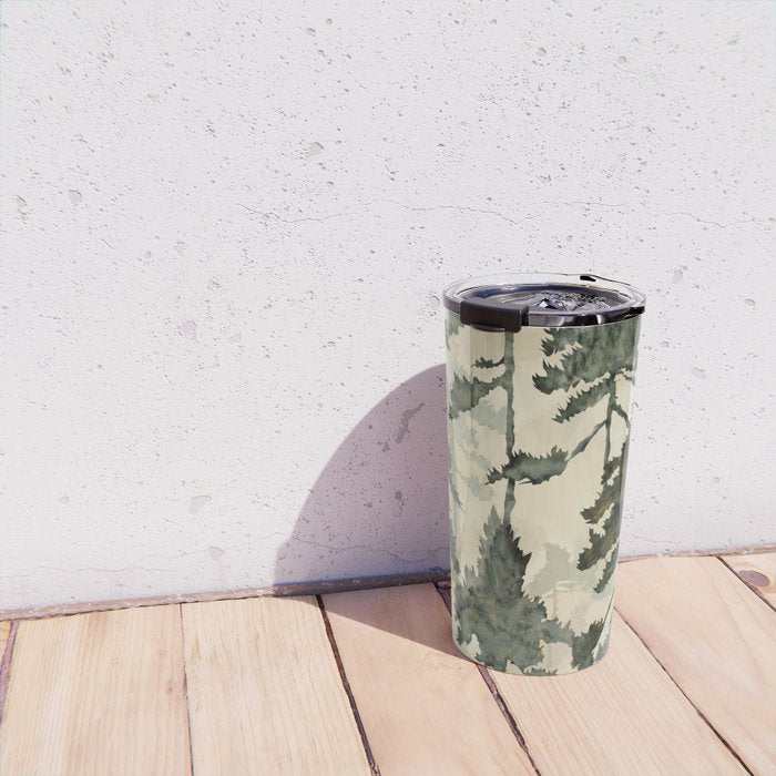Enchanted Watercolor Pine Forest Travel Mug Gallery Image 4