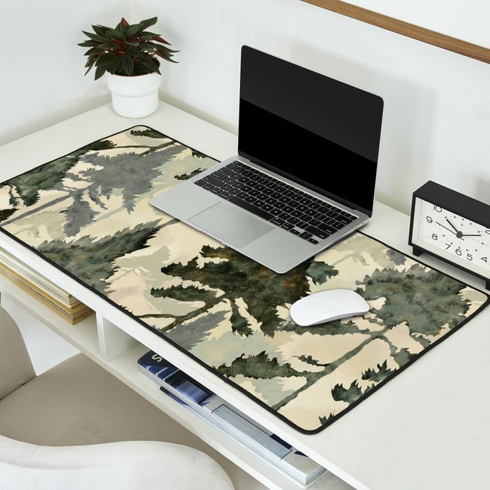 Enchanted Watercolor Pine Forest Desk Mat Gallery Image 2