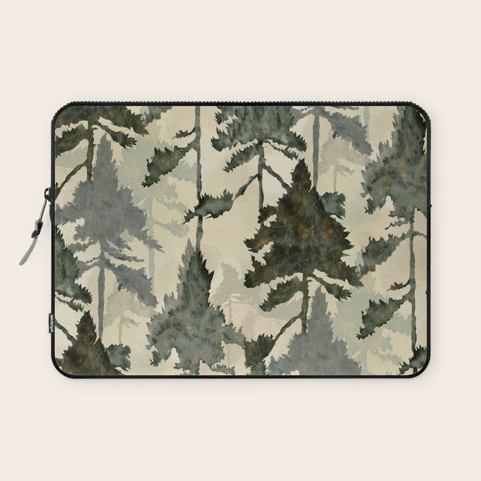 Enchanted Watercolor Pine Forest Laptop Sleeve Gallery Image 1
