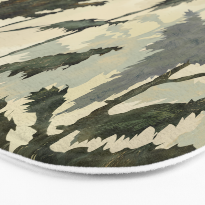 Enchanted Watercolor Pine Forest Bath Mat Gallery Image 3