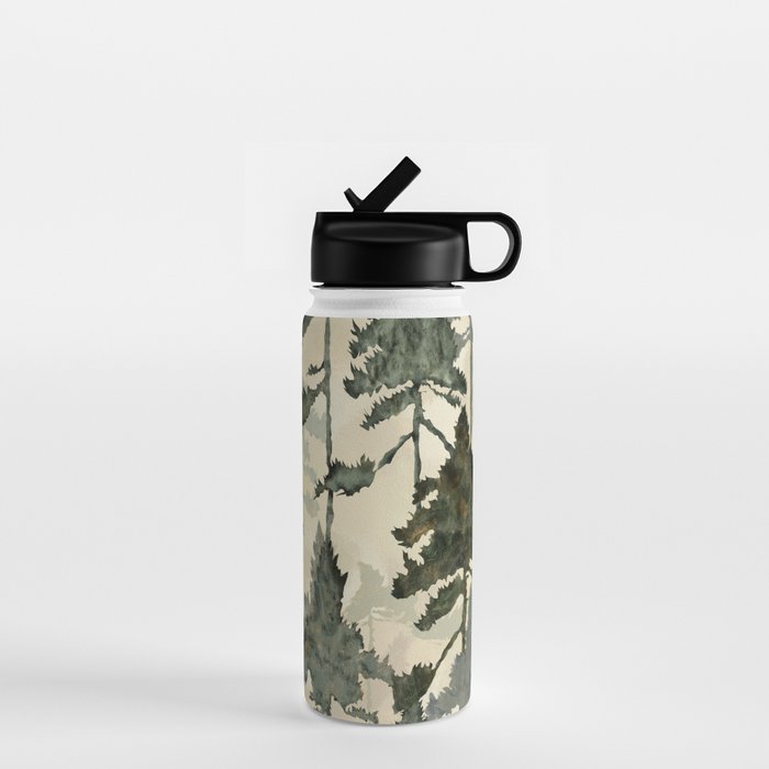 Enchanted Watercolor Pine Forest Water Bottle Gallery Image 1