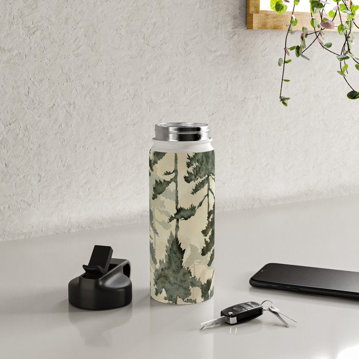 Enchanted Watercolor Pine Forest Water Bottle Gallery Image 4