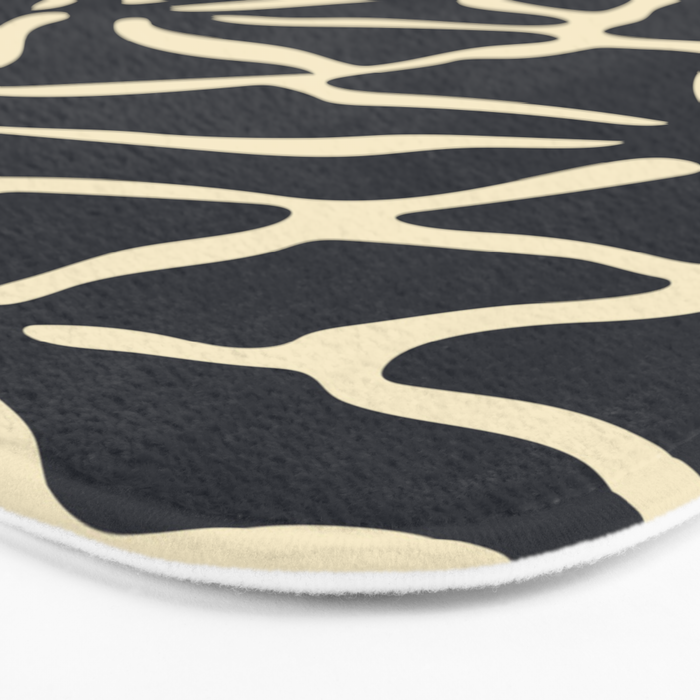 Black and white abstract flower art pattern Bath Mat Gallery Image 3