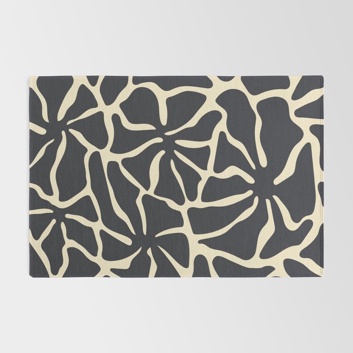 Black and white abstract flower art pattern Rug Gallery Image 2