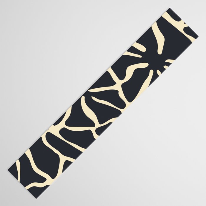 Black and white abstract flower art pattern Table Runner Gallery Image 3