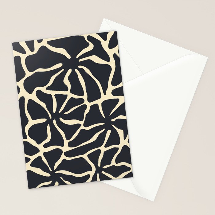 Black and white abstract flower art pattern Stationery Card Gallery Image 2