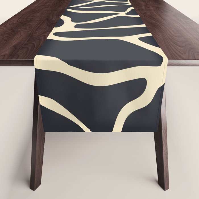 Black and white abstract flower art pattern Table Runner Gallery Image 1