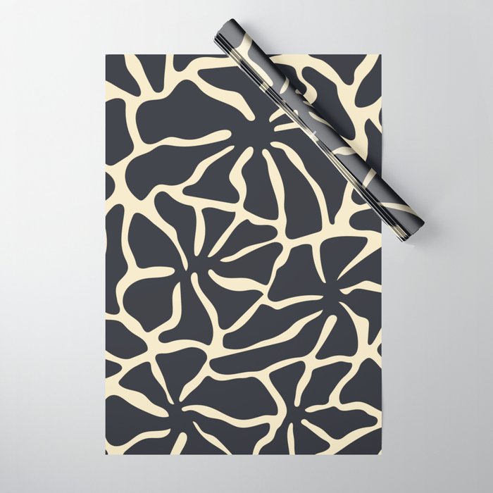Black and white abstract flower art pattern Wrapping Paper Gallery Image 1