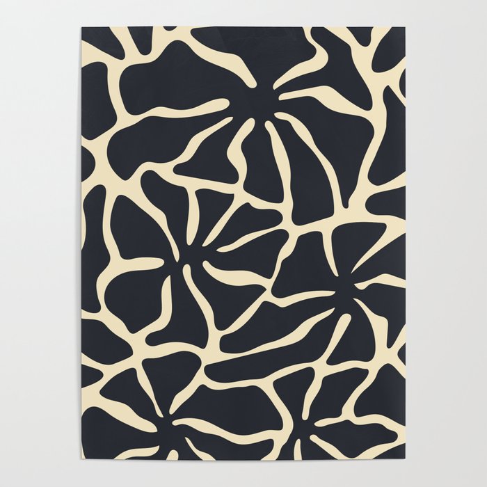 Black and white abstract flower art pattern Poster Gallery Image 4