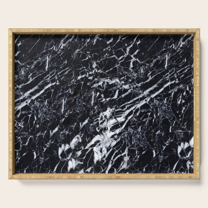 Real Marble Black Serving Tray Gallery Image 1