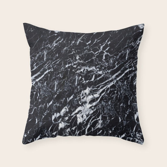 Real Marble Black Throw Pillow Gallery Image 6