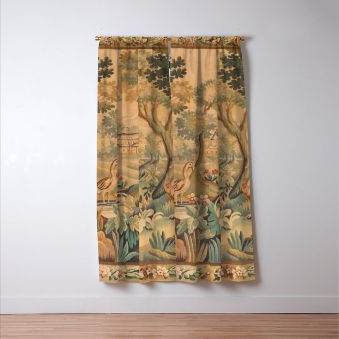 Antique Aubusson Tapestry Romantic 18th Century Manor House Window Curtain Gallery Image 3
