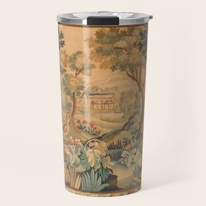 Antique Aubusson Tapestry Romantic 18th Century Manor House Travel Mug Gallery Image 1