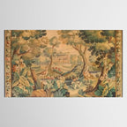 Antique Aubusson Tapestry Romantic 18th Century Manor House Tablecloth Gallery Image 2