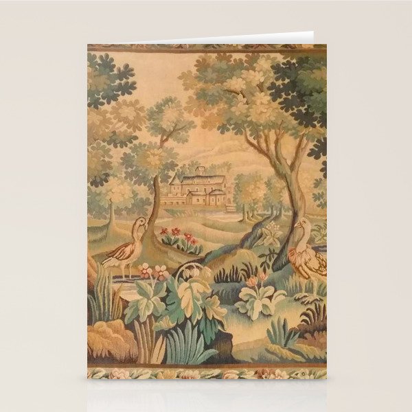 Antique Aubusson Tapestry Romantic 18th Century Manor House Stationery Card Gallery Image 1