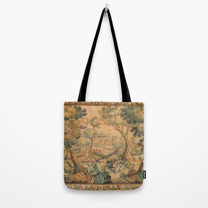 Antique Aubusson Tapestry Romantic 18th Century Manor House Tote Bag Gallery Image 2