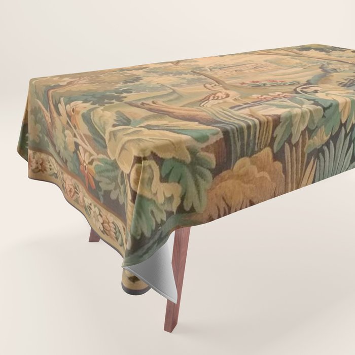 Antique Aubusson Tapestry Romantic 18th Century Manor House Tablecloth Gallery Image 1