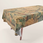 Antique Aubusson Tapestry Romantic 18th Century Manor House Tablecloth Gallery Image 1