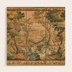 Antique Aubusson Tapestry Romantic 18th Century Manor House Wood Wall Art Gallery Image 1