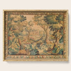 Antique Aubusson Tapestry Romantic 18th Century Manor House Serving Tray Gallery Image 1