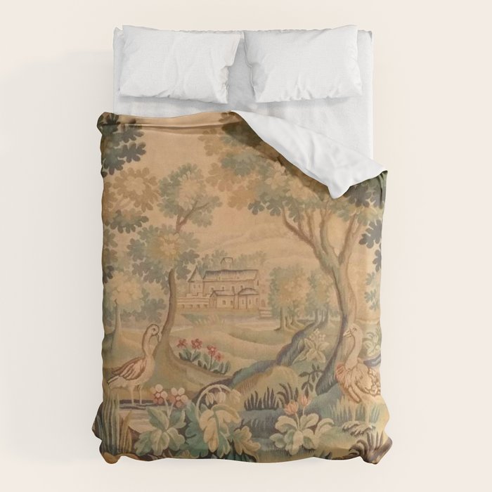 Antique Aubusson Tapestry Romantic 18th Century Manor House Duvet Cover Gallery Image 6