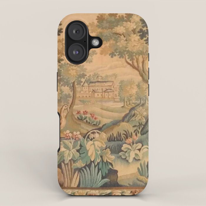 Antique Aubusson Tapestry Romantic 18th Century Manor House iPhone Case Gallery Image 1