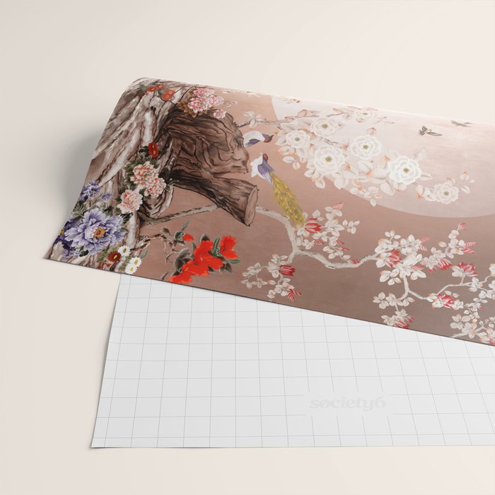 Chinoiserie Moonlight Sakura Garden Wrapping Paper Gallery Image 2