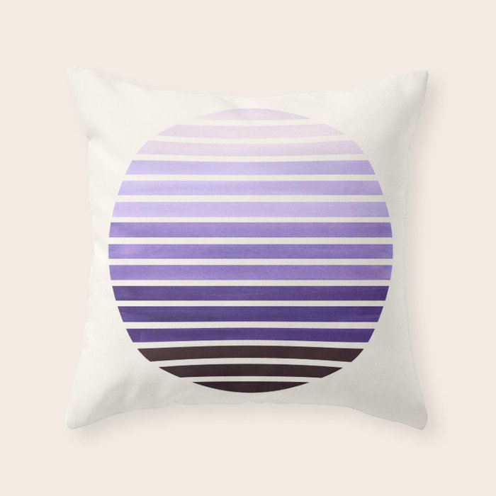 Purple Mid Century Modern Minimalist Scandinavian Colorful Stripes Geometric Pattern Round Circle Fr Throw Pillow Gallery Image 6