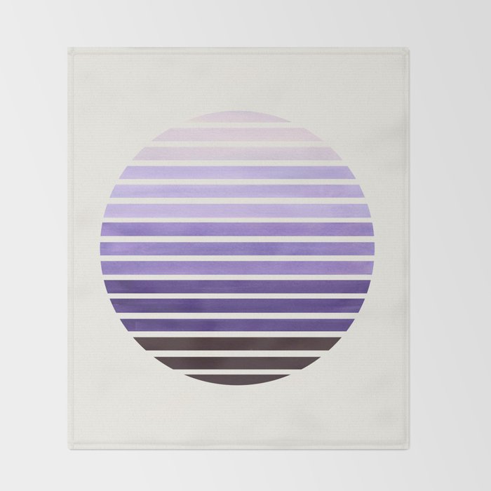 Purple Mid Century Modern Minimalist Scandinavian Colorful Stripes Geometric Pattern Round Circle Fr Throw Blanket Gallery Image 2