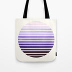 Purple Mid Century Modern Minimalist Scandinavian Colorful Stripes Geometric Pattern Round Circle Fr Tote Bag Gallery Image 1