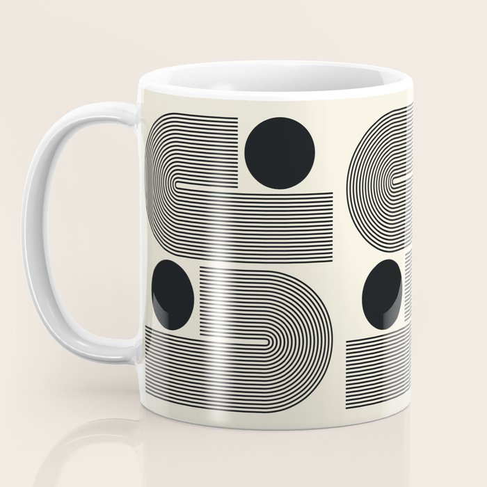 Abstraction_BLACK_LINE_DOT_POP_ART_Minimalism_004D Coffee Mug Gallery Image 3
