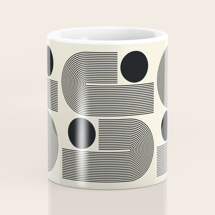 Abstraction_BLACK_LINE_DOT_POP_ART_Minimalism_004D Coffee Mug Gallery Image 4