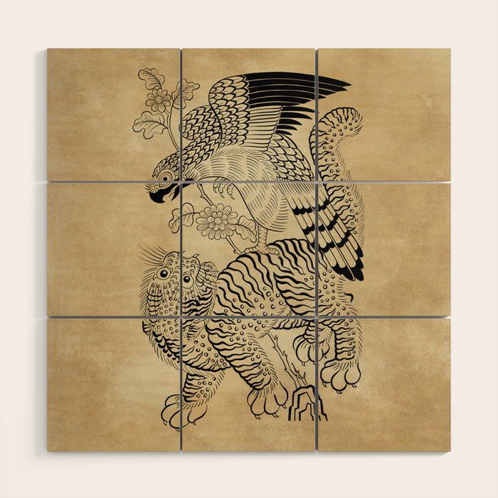 Tiger and hawk Type1 - Minhwa-Korean traditional folk art Wood Wall Art Gallery Image 1