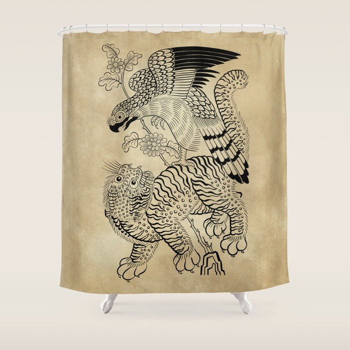 Tiger and hawk Type1 - Minhwa-Korean traditional folk art Shower Curtain Gallery Image 1