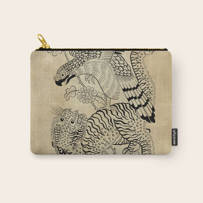 Tiger and hawk Type1 - Minhwa-Korean traditional folk art Carry All Pouch Gallery Image 1