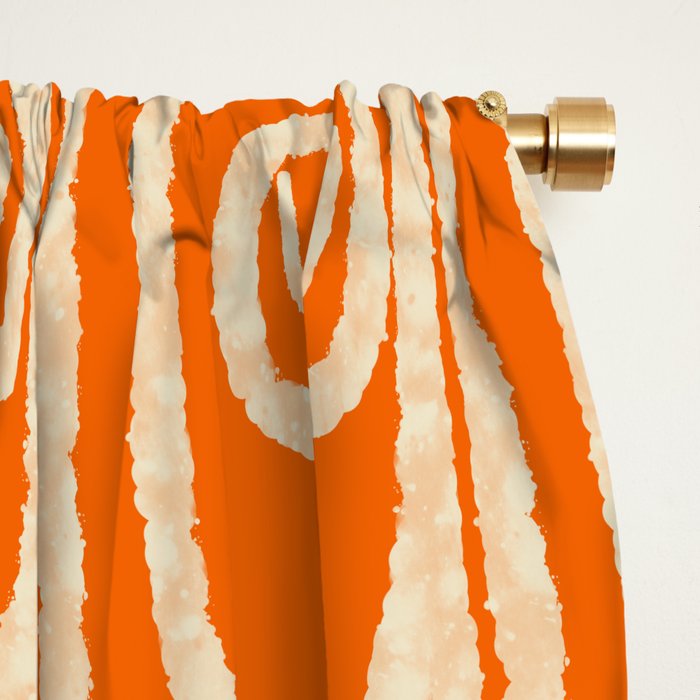 Mid Century Modern Spirra 50s 60s Pattern in Orange and Cream Window Curtain Gallery Image 2