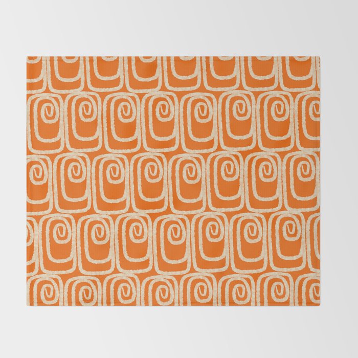 Mid Century Modern Spirra 50s 60s Pattern in Orange and Cream Throw Blanket Gallery Image 2