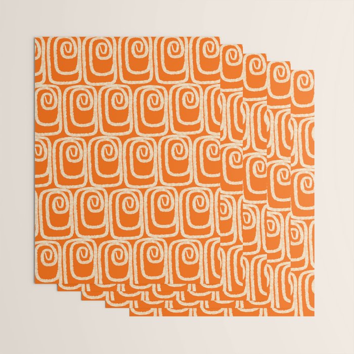 Mid Century Modern Spirra 50s 60s Pattern in Orange and Cream Wrapping Paper Gallery Image 3