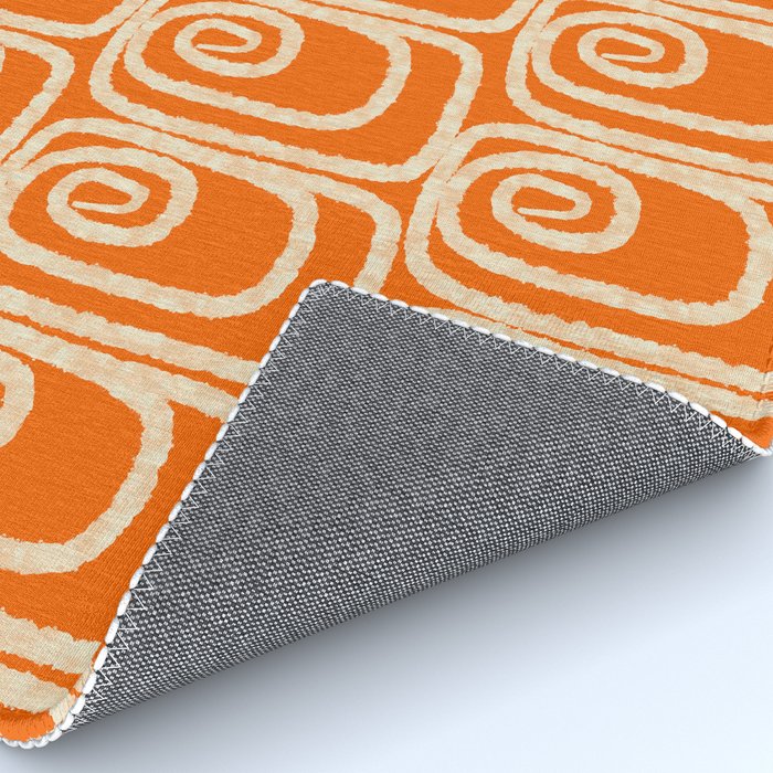 Mid Century Modern Spirra 50s 60s Pattern in Orange and Cream Rug Gallery Image 4