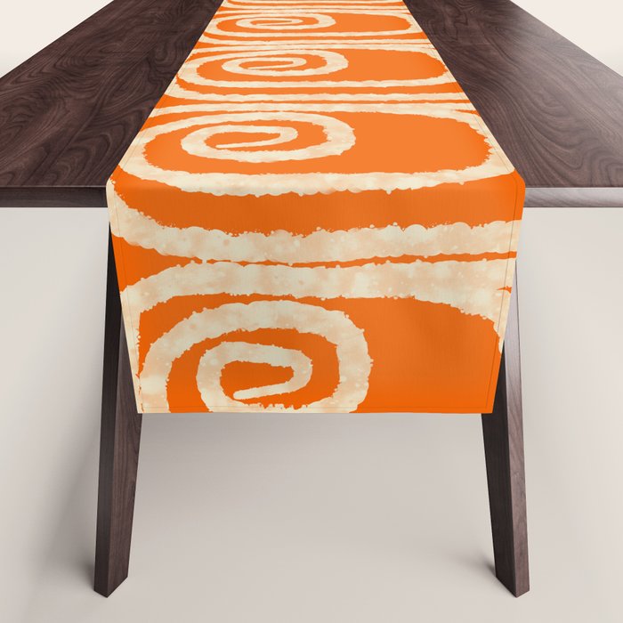 Mid Century Modern Spirra 50s 60s Pattern in Orange and Cream Table Runner Gallery Image 1