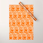 Mid Century Modern Spirra 50s 60s Pattern in Orange and Cream Wrapping Paper Gallery Image 1