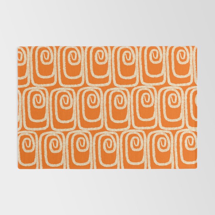 Mid Century Modern Spirra 50s 60s Pattern in Orange and Cream Rug Gallery Image 2