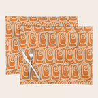 Mid Century Modern Spirra 50s 60s Pattern in Orange and Cream Placemat Gallery Image 1