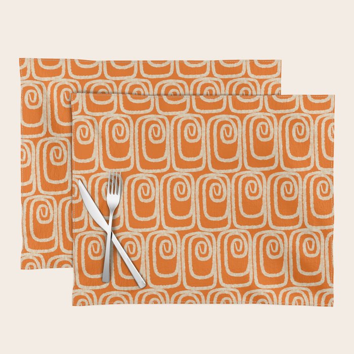 Mid Century Modern Spirra 50s 60s Pattern in Orange and Cream Placemat Gallery Image 1